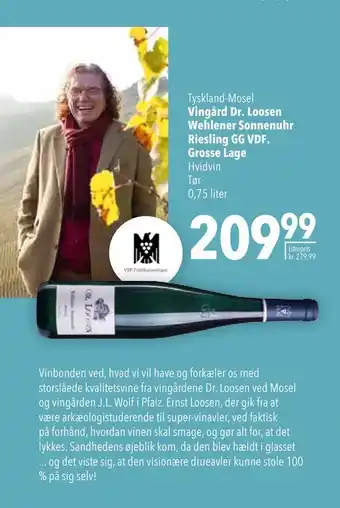 Citti Vingård dr. loosen wehlener sonnenuhr riesling gg vdf. grosse lage tilbud