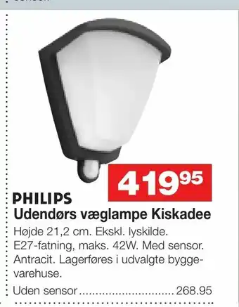 Bauhaus Udendørs væglampe Kiskadee tilbud