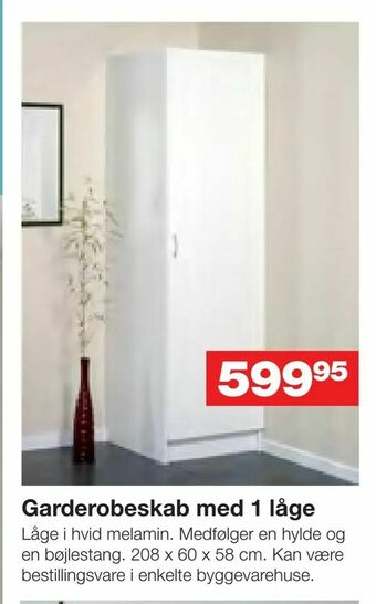 Bauhaus Garderobeskab med 1 låge tilbud