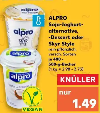 Kaufland Alpro Soja-Joghurt alternative Dessert oder Skyr Style tilbud