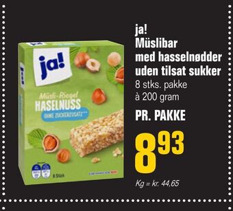 Otto Duborg Ja! müslibar med hasselnødder uden tilsat sukker tilbud