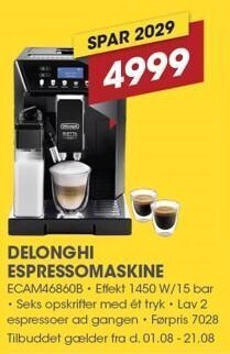 Punkt1 Delonghi espressomaskine tilbud