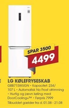 Punkt1 Lg kølefryseskab tilbud