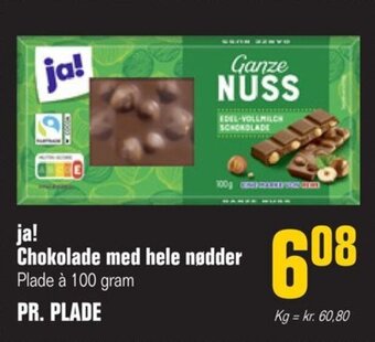 Otto Duborg Ja! Chokolade Med Hele Nødder tilbud