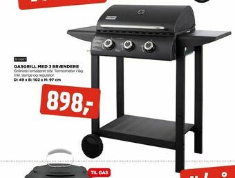 jem & fix Gasgrill med 3 brændere tilbud
