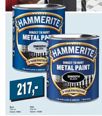 Harald Nyborg Hammerite Metal Paint Sort / Sølv 750 ml tilbud