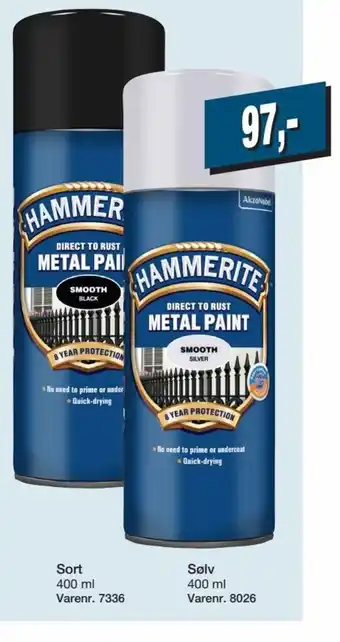 Harald Nyborg Hammerite Metal Paint Sort / Sølv 400 ml tilbud
