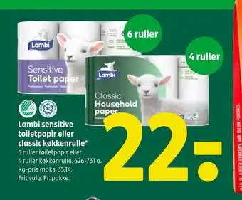 Coop 365 Lambi sensitive toiletpapir eller classic køkkenrulle tilbud