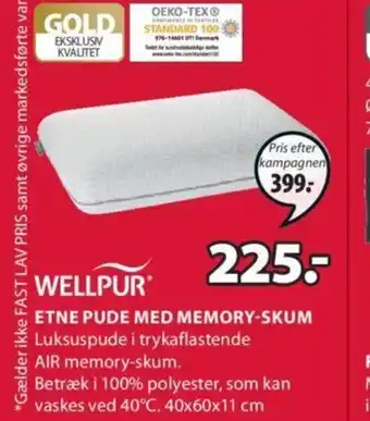 JYSK Wellpur Etne Pude Med Memory -Skum tilbud