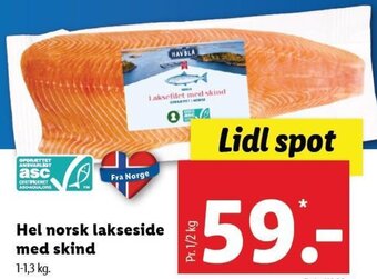 Lidl Hel norsk lakseside med skind tilbud
