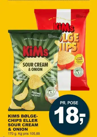 Let-Køb Kims bølgechips eller sour cream & onion tilbud