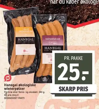 SPAR Hanegal økologiske wienerpølser tilbud