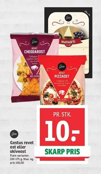 SPAR Gestus revet ost el. skiveost tilbud