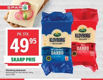 SPAR Klovborg skæreost tilbud