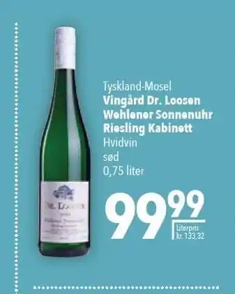 Citti Vingård dr. loosen wehlener sonneuhr riesling kabinett tilbud