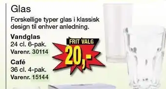 Vandglas el. caféglas