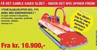 175cm slagleklipper incl. pto aksel m. sikkerhedsbolt
