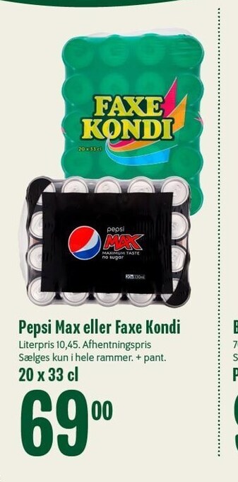 Min Købmand Pepsi max el. faxe kondi tilbud