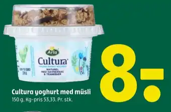 Coop 365 Cultura yoghurt naturel med havreknas og tranebær tilbud