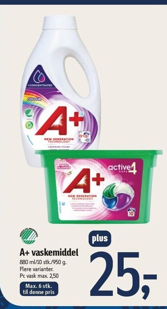 Føtex A+ vaskemiddel tilbud