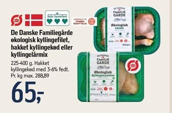 Føtex De danske familiegårde økologisk kyllingefilet, hakket kyllingekød eller kyllingelårmix tilbud