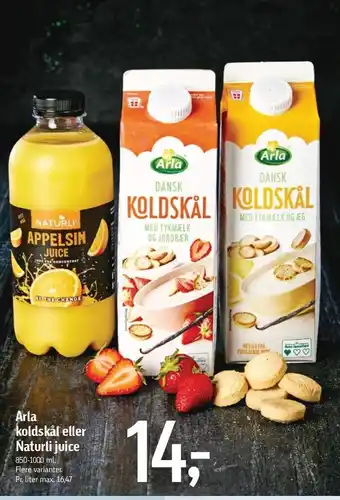 Føtex Arla koldskål eller naturli juice tilbud