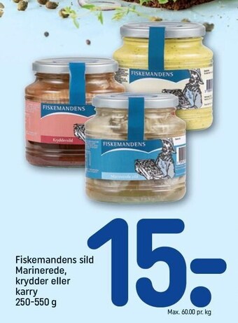 REMA 1000 Fiskemandens sild marinerede, krydder el. karry tilbud