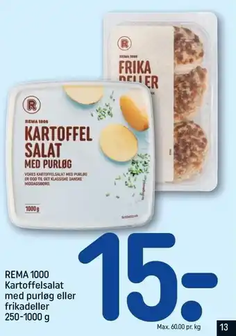 REMA 1000 Kartoffelsalat m. purløg el. frikadeller tilbud