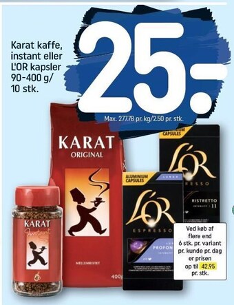 REMA 1000 Karat kaffe, instant el. l'or kapsler tilbud