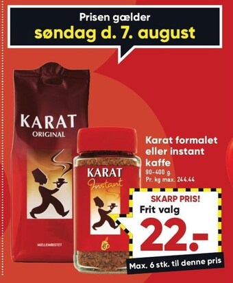 Bilka Karat formalet el. instant kaffe tilbud