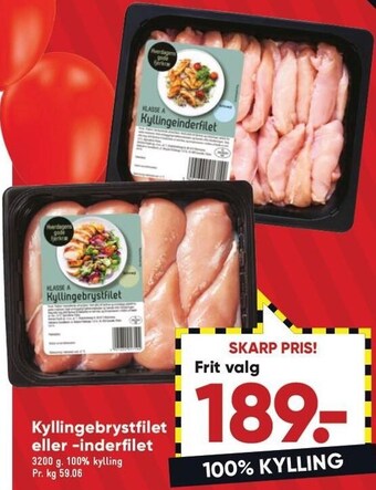Bilka Kyllingebrystfilet el. -inderfilet tilbud