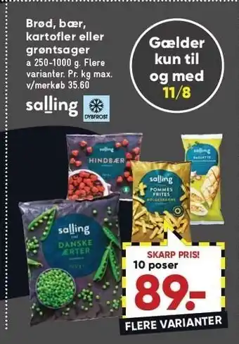 Bilka Brød, bær, kartofler el. grønsager tilbud