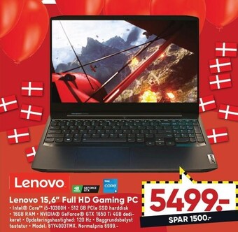 Bilka Lenovo 15,6" full hd gaming pc tilbud
