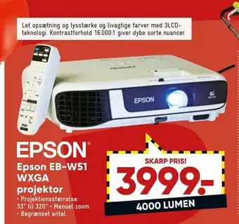 Bilka Epson eb-w51 wxga projektor tilbud