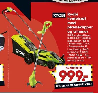 Ryobi kombisæt med plæneklipper og trimmer