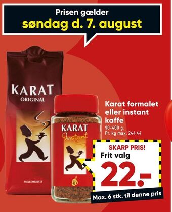 Bilka Karat formalet eller instant kaffe tilbud
