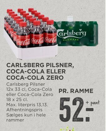MENY Carlsberg pilsner, coca-cola eller coca-cola zero tilbud