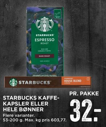 MENY Starbucks kaffe­kapsler eller hele bønner tilbud