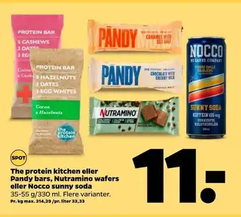 The protein kitchen eller pandy bars, nutramino wafers eller nocco sunny soda