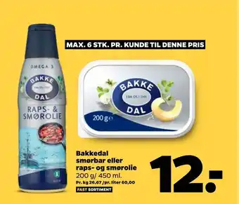 Netto Bakkedal smørbar eller raps- og smørolie tilbud