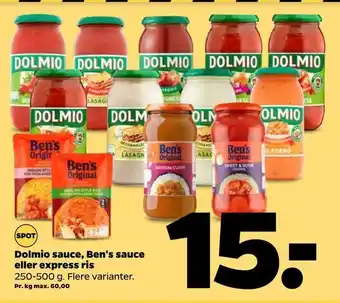 Netto Dolmio sauce, ben's sauce eller express ris tilbud