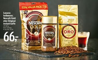 Føtex Lavazza helbønner, nescafé gold eller original instant kaffe tilbud