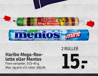 Haribo mega-roulette eller mentos