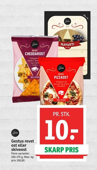 SPAR Gestus revet ost eller skiveost tilbud