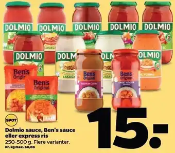 Dolmio sauce, ben's sauce el. express ris