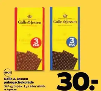 Netto Galle og jessen pålægschokolade tilbud