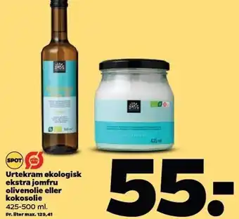 Netto Urtekram økologisk ekstrajomfru olivenolie el. kokosolie tilbud