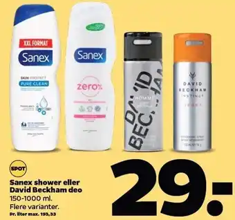 Netto Sanex shower el. david beckham deo tilbud