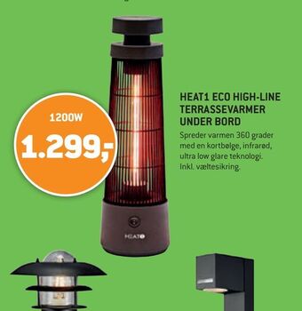 XL-BYG Heat1 eco high-line terrassevarmer under bord tilbud