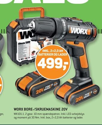 XL-BYG Worx bore-/skruemaskine 20v tilbud